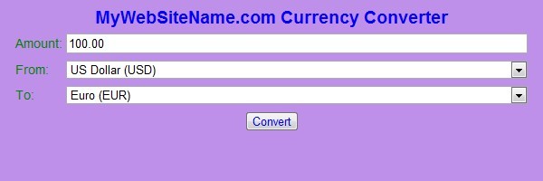 embed currency convert calculator